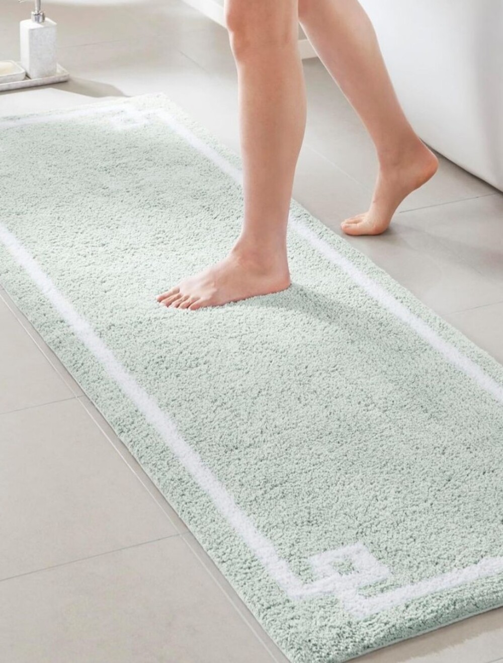 Madison Park Evan 100% Cotton Plush Tufted Spa Bath Mat in Seafoam, 24" x 72"
